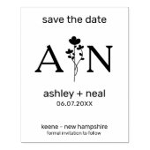 ワイルドフラワー&イニシャル結婚式の日を保存 ラバースタンプ (インプリント)