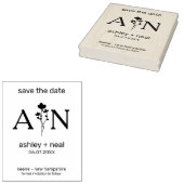 ワイルドフラワー&イニシャル結婚式の日を保存 ラバースタンプ (押印)