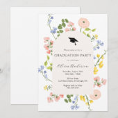 ワイルドフラワー ウィムジカル フラワー 卒業パーティー 招待状 (正面/裏面)