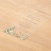 ワイルドフラワー ウェディング アクリル招待状 (レイダウン)