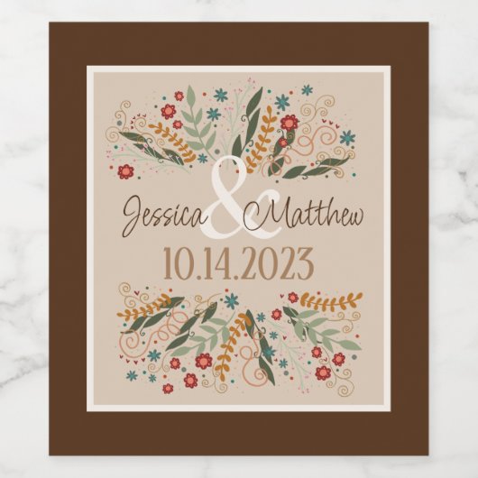 ワイルドフラワー ウェディング インスピリビティ エレガント フラワーズ ワインラベル (シングルラベル)