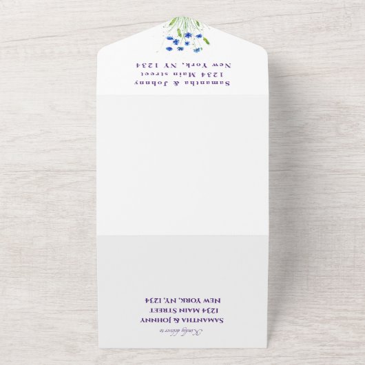 ワイルドフラワー ウェディング ラスティック カントリー ワイルド フラワーズ オールインワン招待状 (外側)