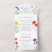 ワイルドフラワー ウェディング ラスティック カントリー ワイルド フラワーズ オールインワン招待状 (内側)