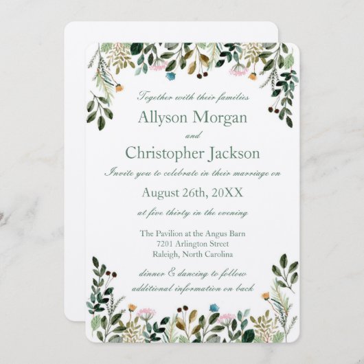 ワイルドフラワー ウェディング 招待状 (正面/裏面)