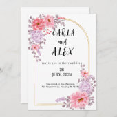 ワイルドフラワー ウェディング 招待状 テンプレート, 印刷可能 (正面/裏面)