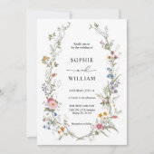 ワイルドフラワー ウェディング 招待状 テンプレート, 印刷可能 (正面)