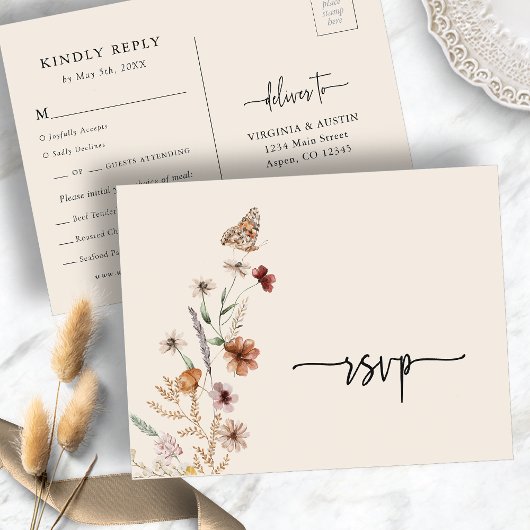 ワイルドフラワー ウェディング RSVP ポストカード