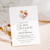 ワイルドフラワー・ウォーターカラー・エレガント・秋のブライダルシャワー 招待状