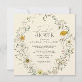 ワイルドフラワー・ウォーターカラー・サマー・フォール・ブライダルシャワー 招待状 (正面)