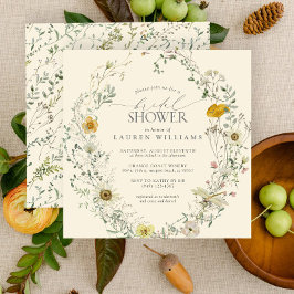 ワイルドフラワー・ウォーターカラー・サマー・フォール・ブライダルシャワー 招待状