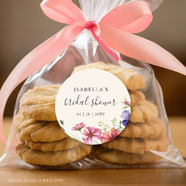 ワイルドフラワー・ウォーターカラー・フラワーブライダルシャワー ラウンドシール