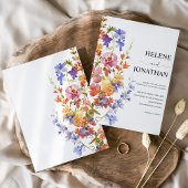 ワイルドフラワー ウォーターカラー フローラル エレガント ウェディング 招待状