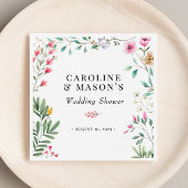 ワイルドフラワー ウォーターカラー ブライダルシャワー スタンダードカクテルナプキン