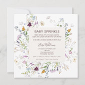 ワイルドフラワー・ウォーターカラー・ベイビー・スプリンクル 招待状 (正面)