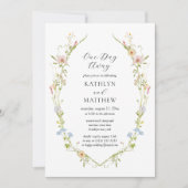 ワイルドフラワー エレガント モダン フラワーワンデーアウェイ 招待状 (正面)