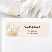 ワイルドフラワー オフホワイト ピンク スクリプト 返信住所 ラベル (インサイチュ)