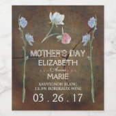 ワイルドフラワー オーク材 母の日 ワインラベル (シングルラベル)