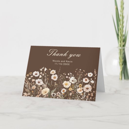 ワイルドフラワー オータム フォール ウェディング サンキューカード (正面)