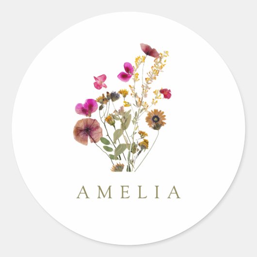ワイルドフラワー オーダーネーム ラウンドシール (正面)