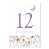 ワイルドフラワー グラス 水彩 秋の結婚式 紫 テーブルナンバー (正面)