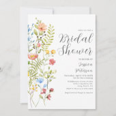 ワイルドフラワー グリーン エレガント ガーデン ブライダルシャワー 招待状 (正面)
