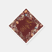 ワイルドフラワー ゴールド '恋に落ちる' エレガントなウェディング スタンダードカクテルナプキン (角)