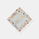 ワイルドフラワー ゴールド '恋に落ちる' エレガントなウェディング スタンダードカクテルナプキン (角)