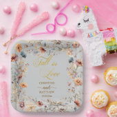 ワイルドフラワー ゴールド '恋に落ちる' エレガントなウェディング ペーパープレート (パーティー)