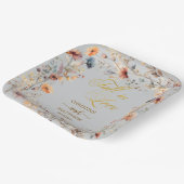 ワイルドフラワー ゴールド '恋に落ちる' エレガントなウェディング ペーパープレート (傾斜あり)