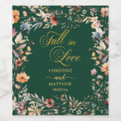 ワイルドフラワー ゴールド '恋に落ちる' エレガントなウェディング ワインラベル (シングルラベル)