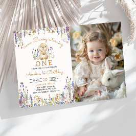 ワイルドフラワー サム・バニー・ガール バースデー フォト 招待状