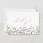 ワイルドフラワー サンクスカード ピンク フローラル ボヘミアン フラワーズ サンキューカード (正面)
