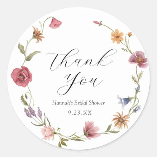 ワイルドフラワー サンクス フェイバー ラウンド ステッカー (正面)