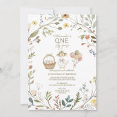 ワイルドフラワー シリーゴース 1歳の誕生日 招待状 (正面)