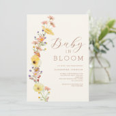 ワイルドフラワー　ジェンダーニュートラル　秋のベイビーシャワー 招待状 (スタンド正面)