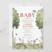 ワイルドフラワー　ストロベリー　サマー　ベイビー　イン　ブルーム　シャワー 招待状 (正面)