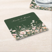 ワイルドフラワー スプリング フローラルコースター スクエアペーパーコースター (アングル)