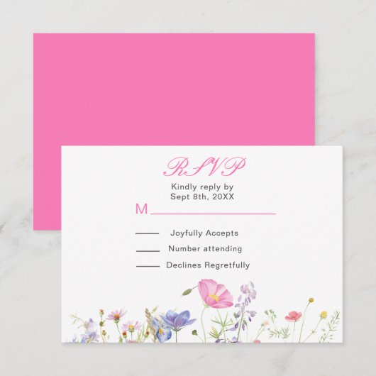 ワイルドフラワー スプリング フローラル 出欠カード (正面/裏面)