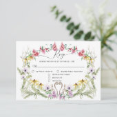 ワイルドフラワー スプリング リース 現代の花 QRコード 出欠カード (スタンド正面)