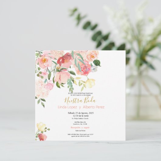 ワイルドフラワー スペイン風 結婚式招待状 招待状 (スタンド正面)