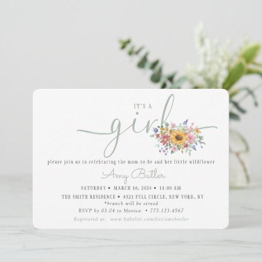 ワイルドフラワー ソリッド グリーン シャワーブック 招待状 (スタンド正面)