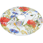 ワイルドフラワー:ダークブルーの水色シームレス ブラッシュドポリエステルツリースカート (アングル)