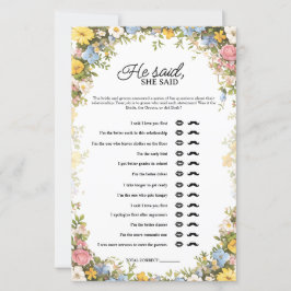 ワイルドフラワー ティーパーティー 彼が言った 彼女が言った 結婚式前ゲーム