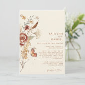 ワイルドフラワー テラコッタ フローラル ウォーターカラー ウェディング 招待状 (スタンド正面)
