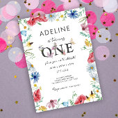 ワイルドフラワー テーマ 女の子 1歳 誕生日 花の最初の 招待状