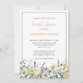 ワイルドフラワー デイジー ラベンダー ボタニカル ブライダル シャワー 招待状 (正面)