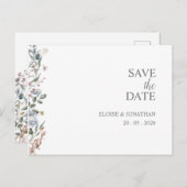 『ワイルドフラワー・デリケートなフローラ・セーブ・ザ・デート・ポストカード』 ポストカード (正面/裏面)