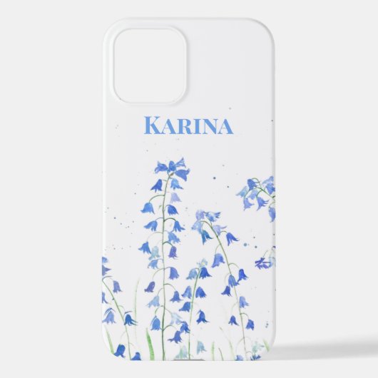 ワイルドフラワー ネイチャー 水彩画 青い鈴蘭 iPhoneケース (裏面)