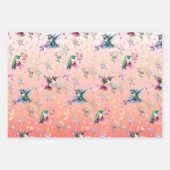 ワイルドフラワー&ハミングバードラッピング紙 ラッピングペーパーシート (正面3)