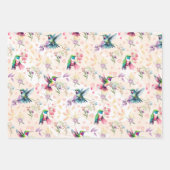 ワイルドフラワー&ハミングバードラッピング紙 ラッピングペーパーシート (正面)